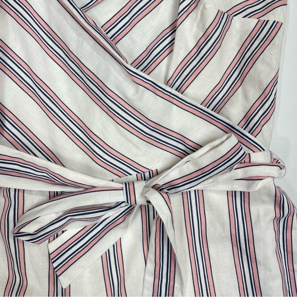 ❌SOLD❌ BANANA Republic Linen-Cotton Cropped Wide leg Striped Jumpsuit Pink white - Picture 6 of 13